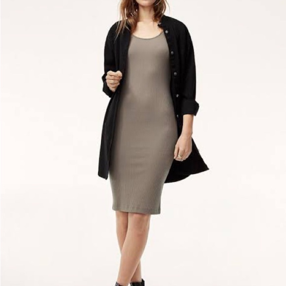 Aritzia Wilfred Free Murdock Dress in Modern Taupe
